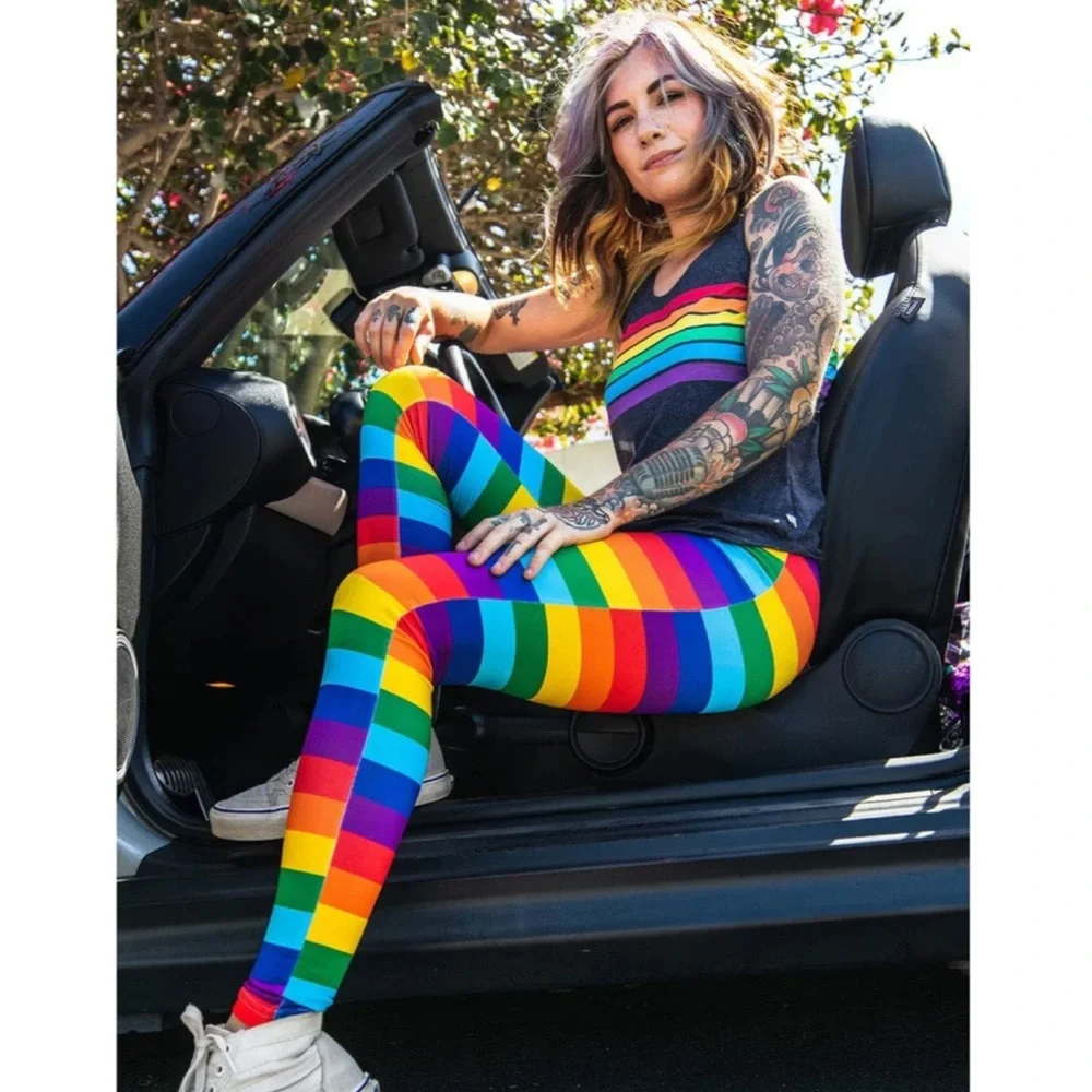 Tipsy elves Rainbow Leggings - Picture 1 of 8